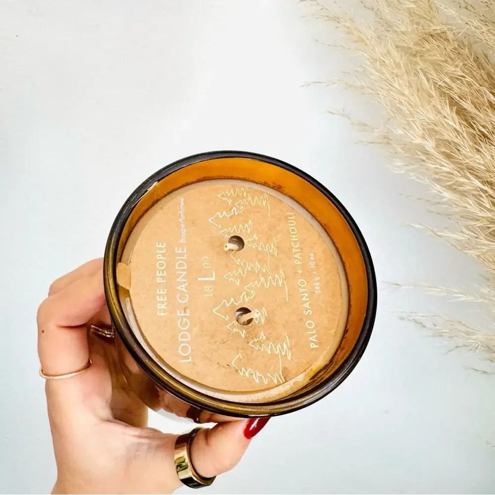 NEW FP FREE PEOPLE Amber Rust Glass Vessel Lodge Palo Santo $48 Scented Candle